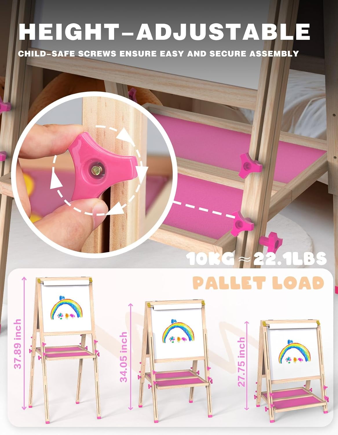 Art Easel for Kids Easel Toddler Art Easel Kids Easel with Paper roll Toddler Art Easel for Kids Dry Erase Board Art Easel for Kids Ages 4-8 Kids Easel for Painting Easel Wooden Whiteboard