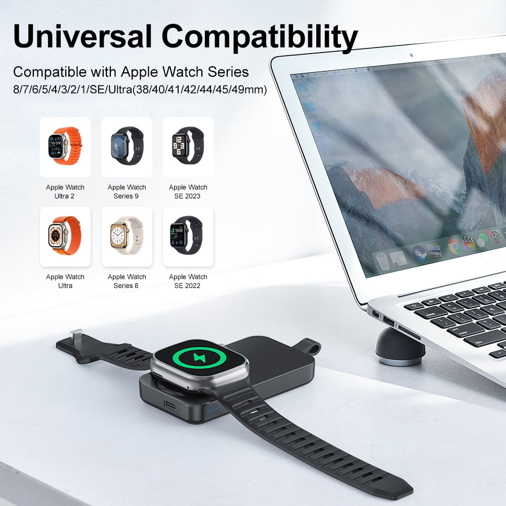 Portable Wireless Charger for Apple Watch - ETEPEHI Wireless Magnetic iWatch Charger for Apple Watch Series 10/9/8/7/6/5/4/3/2/SE/UItra 2/Ultra, 2500mAh Power Bank for Travel
