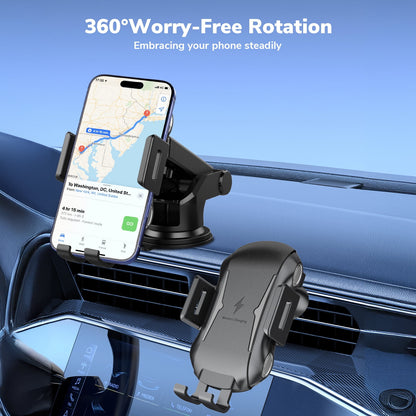 ETEPEHI Car Mount Charger: 15W Wireless Car Charger for iPhone 16/15/14/13/12, Fast Charging Phone Holder Mount