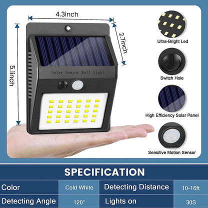 Solar Outdoor Lights -Waterproof Sensor Wireless Security Lights for Garden Fence Yard 4Pack