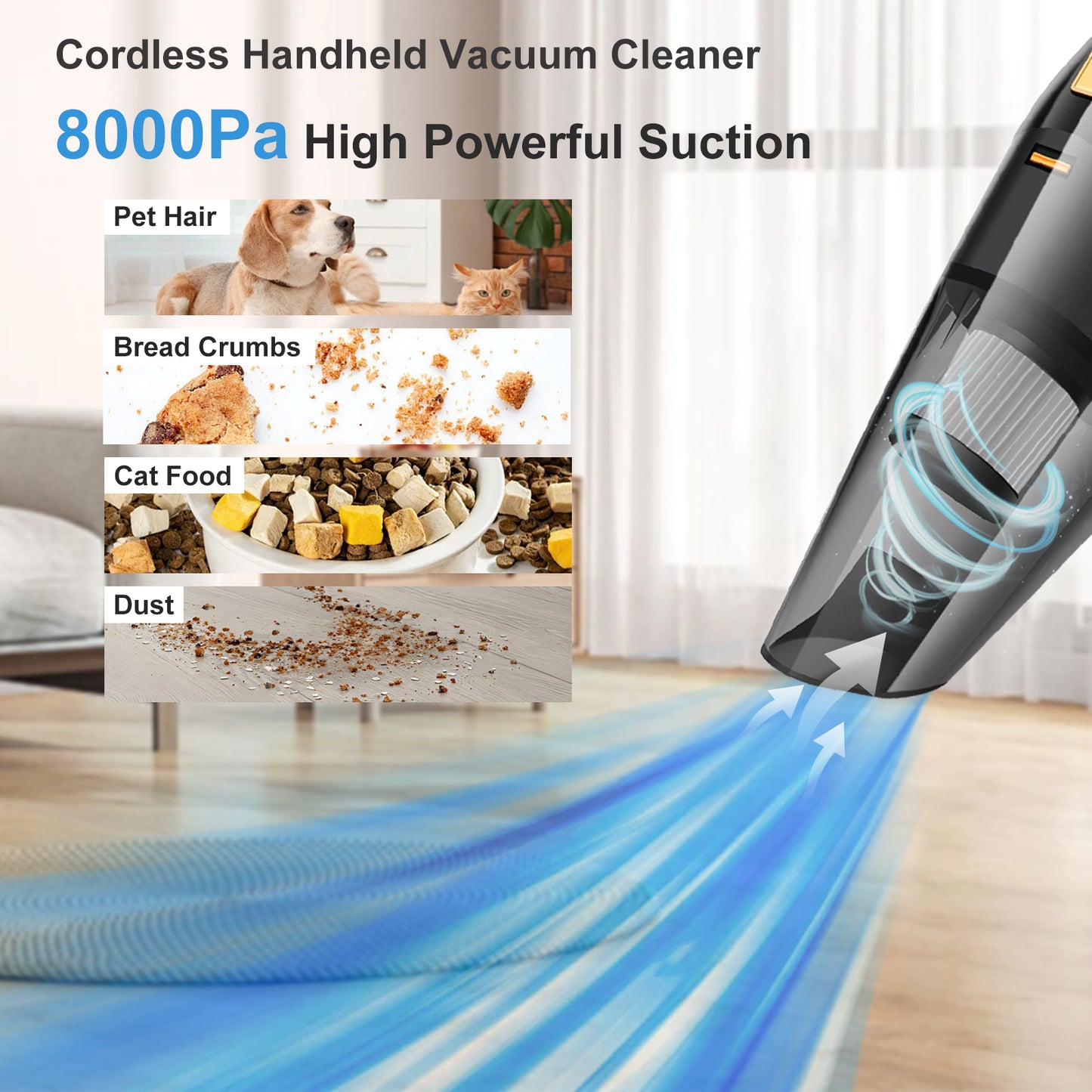 Handheld Vacuum Cordless Rechargeable, Dust Busters Cordless Rechargeable with LED, USB Charge, 1.65LBs Hand Vacuum Cordless