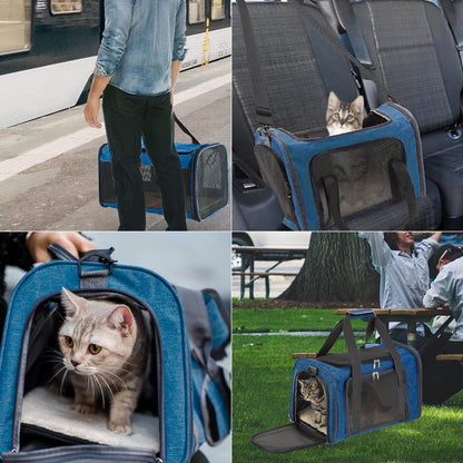 TORIO Pet Travel Backpack, for Cats & Small Dogs,Comfortable & Breathable, Ideal for Long Journeys,Blue