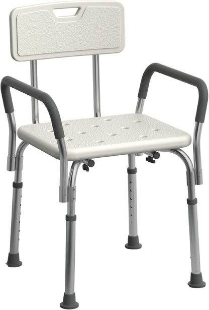 Shower Chair with Arms for Tub,Sturdy Aluminum Alloy Bath Chair