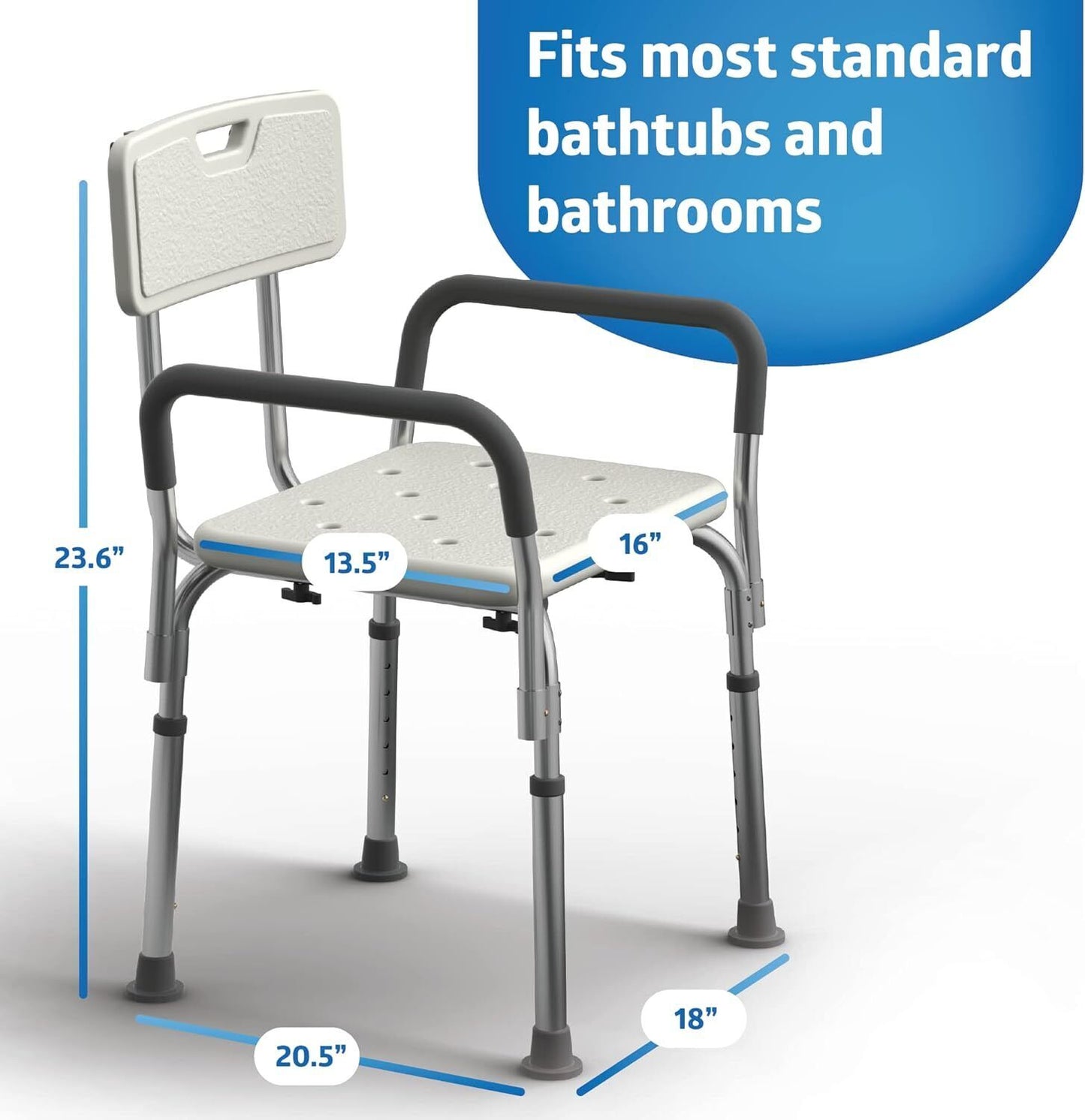 Shower Chair with Arms for Tub,Sturdy Aluminum Alloy Bath Chair